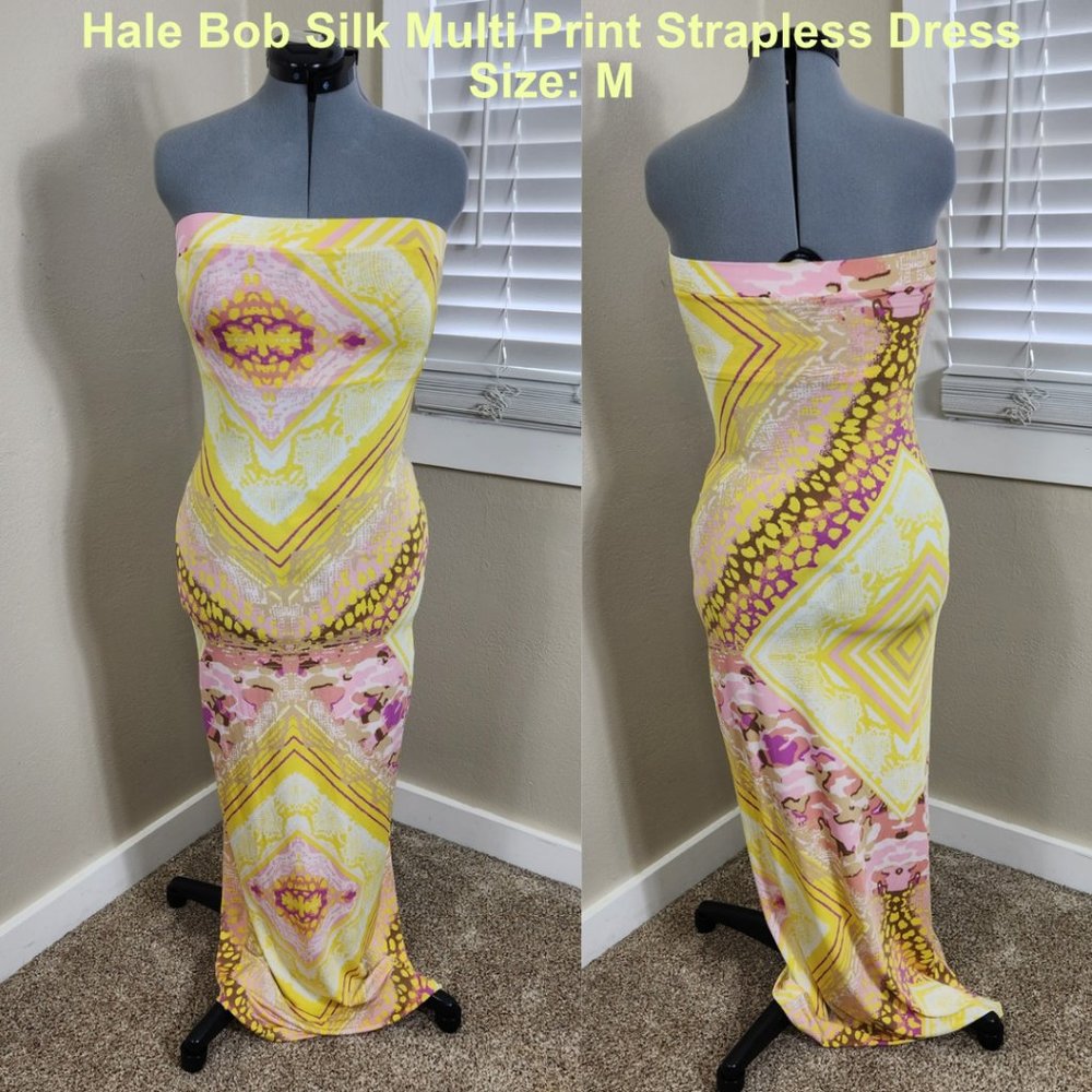 Hale Bob Maxi Dress Yellow Size Medium EUC Silk Tube Dress